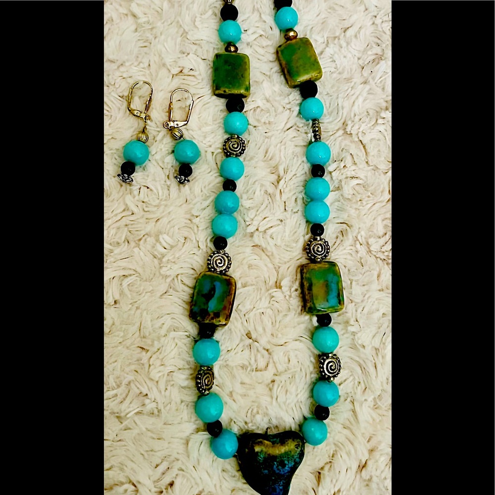 Natural Turquoise, necklace!! Very unique!